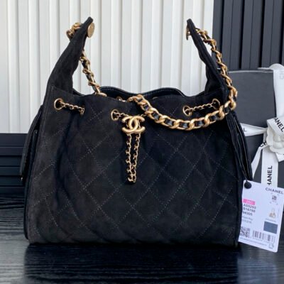 Chanel 25C Show HOBO BAG hippie bag AS5311 (Black)
