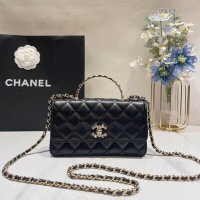 01 Chanel 25P Rhinestone Handle WOC AS3797(Black)
