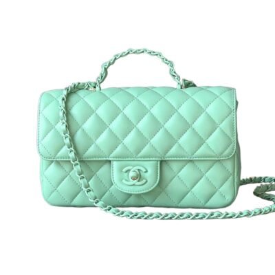 light green Chanel 25C Flap Bag with Top Handle(Light Green)