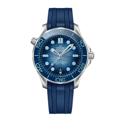 Omega Seamaster Diver 300M  Ice blue Dial Ceramic Bezel Watch On Rubber Strap 1:1 Super Clone