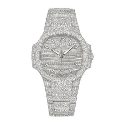 Nautilus 7118/1450G-001 Full Paved Diamonds Watch on Cal.324