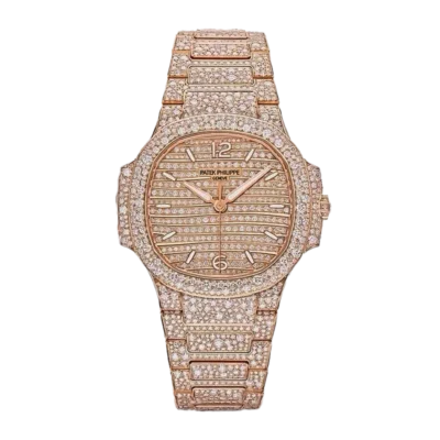 Nautilus 7118/1450R-001 Full Paved Diamonds Watch on Cal.324
