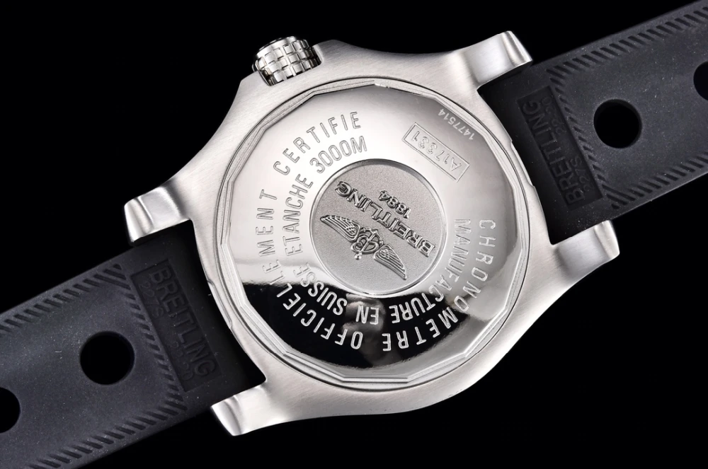 Breitling Avenger II Seawolf Matte Siliver Case Back with A1733110 Engraving