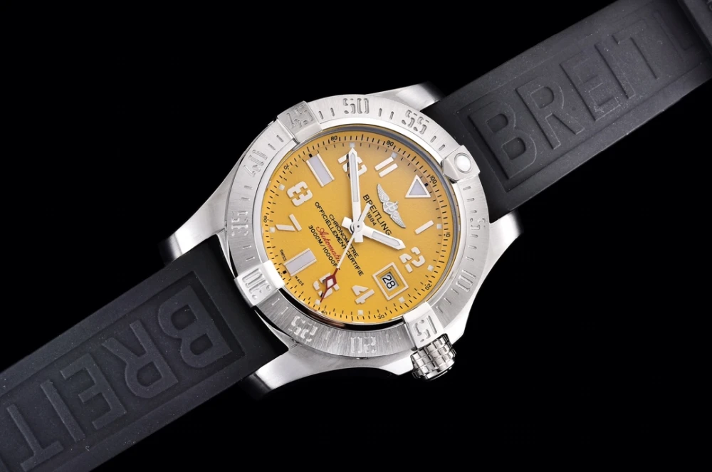 Breitling Avenger II Seawolf A17331101I1S2 Yellow Dial with Diver Pro III Deep Diving Rubber Strap