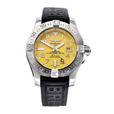 A17331101i1s2 cielonia watches Breitling Avenger II Seawolf 45mm PVD Matte Silver Dive Watch with Yellow Dial