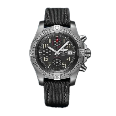 A13375101b1x2 cielonia watches Breitling Avenger Chronograph 45mm A13375101B1X2 Matte Silver Stainless steel Mens watch with black dial Red chronograph sub dials and date window at 3 oclock
