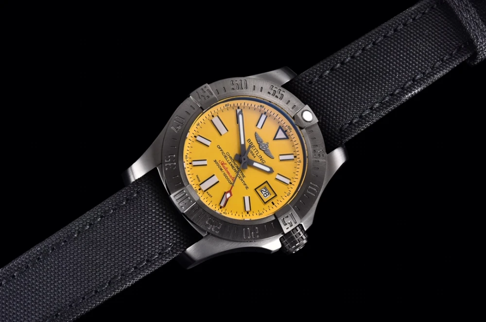 Breitling Avenger II Seawolf Full View with Black Canvas Strap