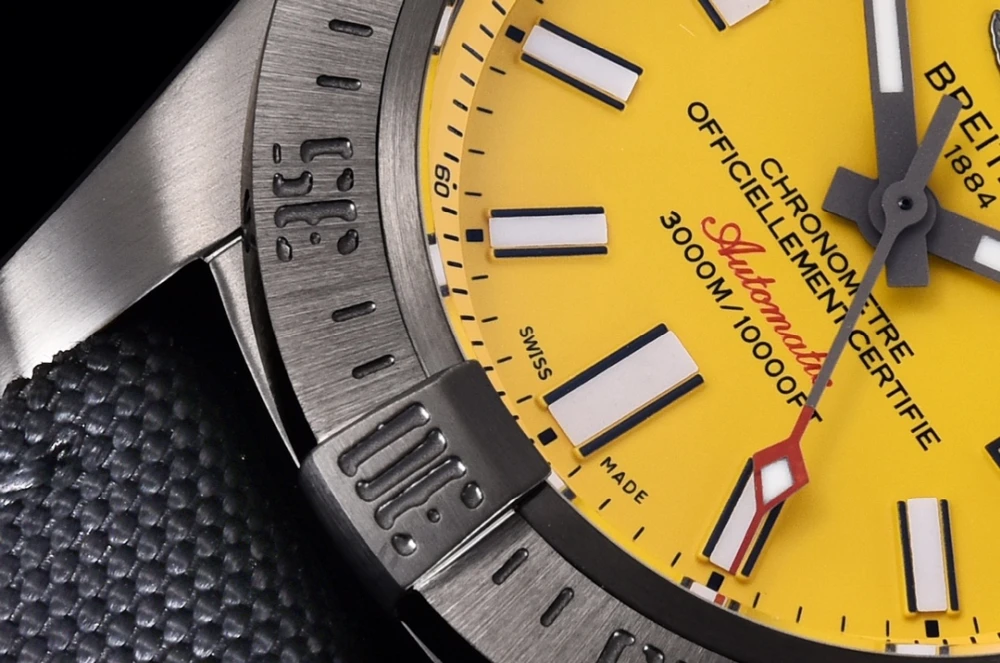 Breitling Avenger II Seawolf Yellow Dial Close-up view