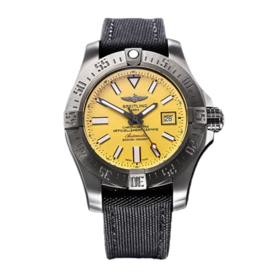 M17331e2i530109wm20basa1 cielonia watches Breitling Avenger II Seawolf 45mm Titanium Dive Watch with Yellow Dial