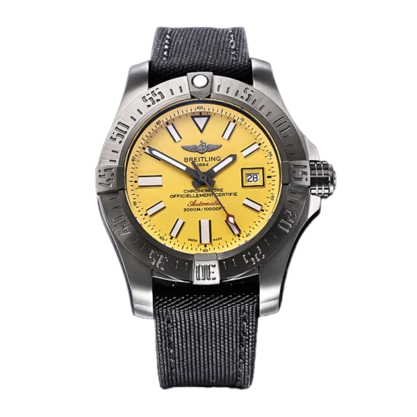 Breitling Avenger II Seawolf 45mm Titanium Dive Watch with Yellow Dial