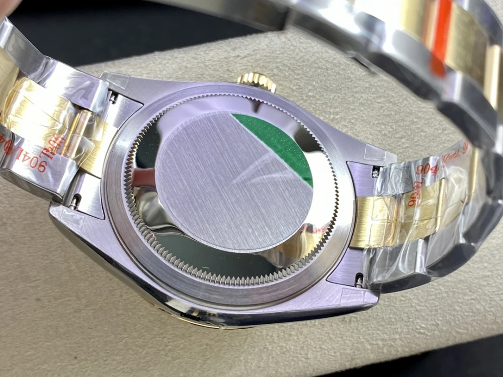 Case back of the Rolex Sky Dweller featuring a stainless steel screw 