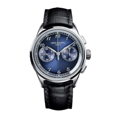 Pp 5170p 001tw01 cielonia watches Patek Philippe 5170P Sliver Chronograph Blue Dial Black Leather Strap