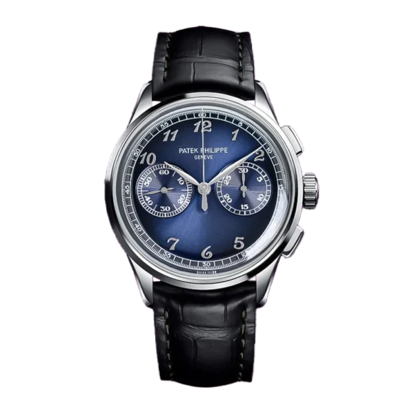 Pp 5170p 001tw01 cielonia watches Patek Philippe 5170P Sliver Chronograph Blue Dial Black Leather Strap