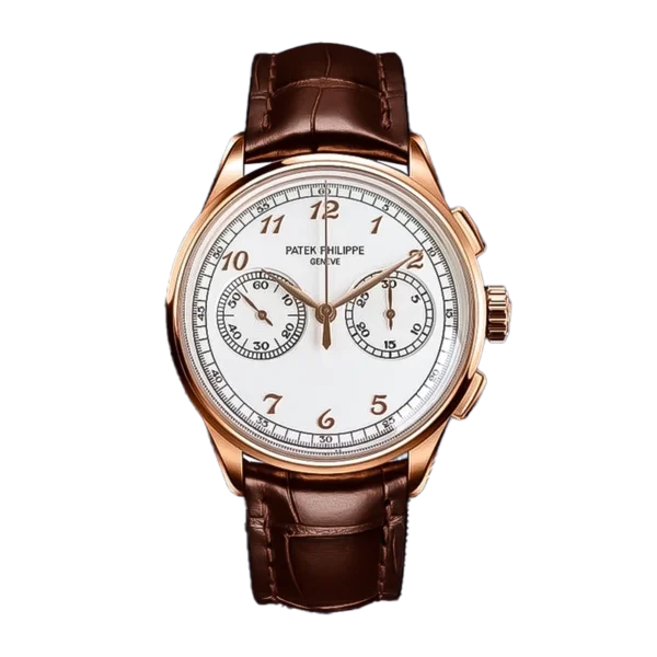 Patek Philippe 5170G Rose Gold Chronograph White Dial Brown Leather Strap