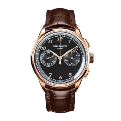 Pp 5170r 010tw01 cielonia watches Patek Philippe 5170G Rose Gold Chronograph Black Dial Brown Leather Strap