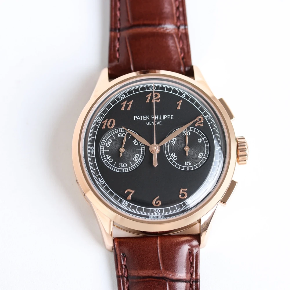Patek Philippe 5170R-010 Black Dial with Rose Gold Arabic Numerals and leather strap