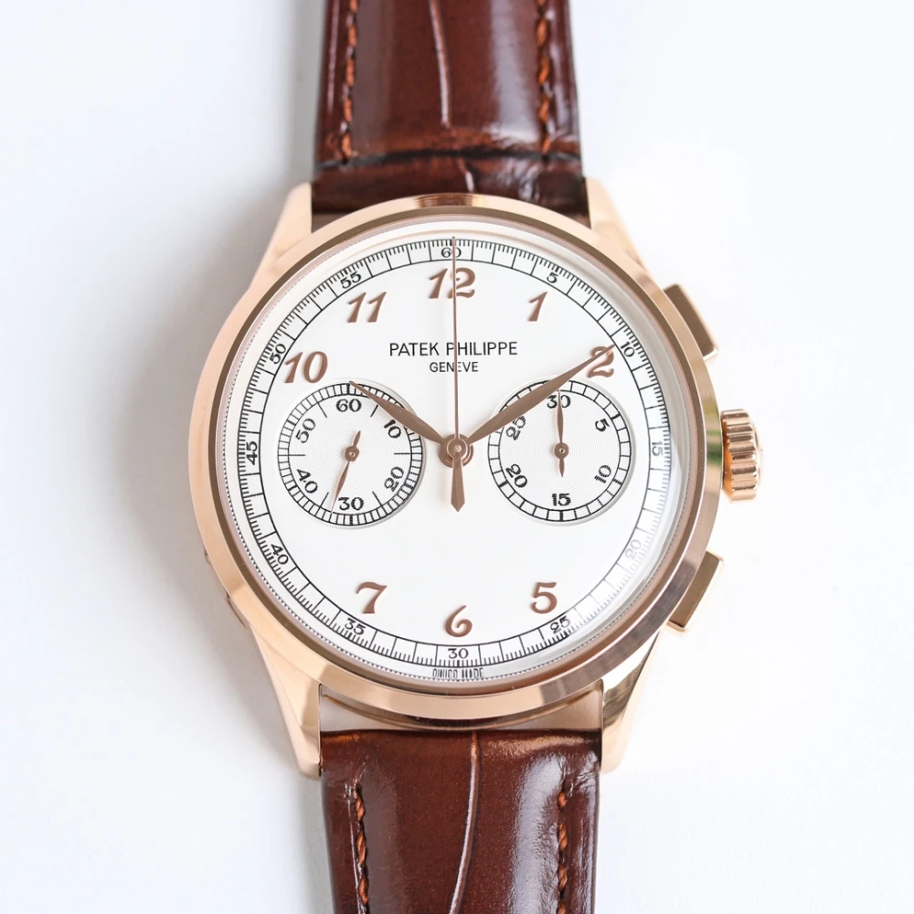 Patek Philippe 5170R-001 Rose Gold Chronograph White Dial Brown Leather Strap
