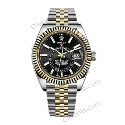 M326933 0005 cielonia watches Rolex SkyDweller M326933 Jubilee 904L steel with Black dial and silver gold tone watch bracelet