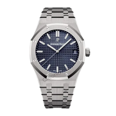 Audemars Piguet Royal Oak Automatic Men's Watch, Blue Tapisserie Dial, Stainless Steel Case & Bracelet, Swiss Made Luxury Wristwatch