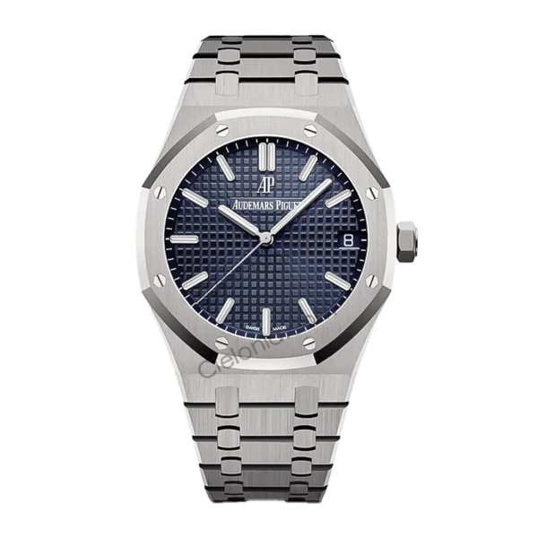 Audemars Piguet Royal Oak Automatic Men's Watch, Blue Tapisserie Dial, Stainless Steel Case & Bracelet, Swiss Made Luxury Wristwatch