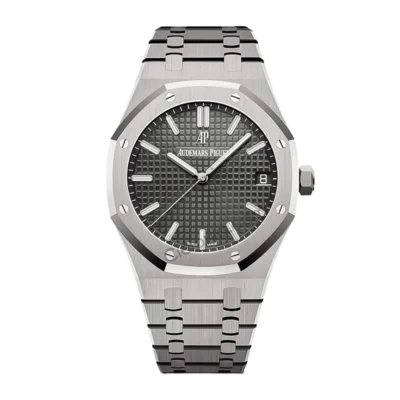 Audemars Piguet Royal Oak Automatic Men's Watch, Grey Tapisserie Dial, Stainless Steel Case & Bracelet, Swiss Made Luxury Wristwatch