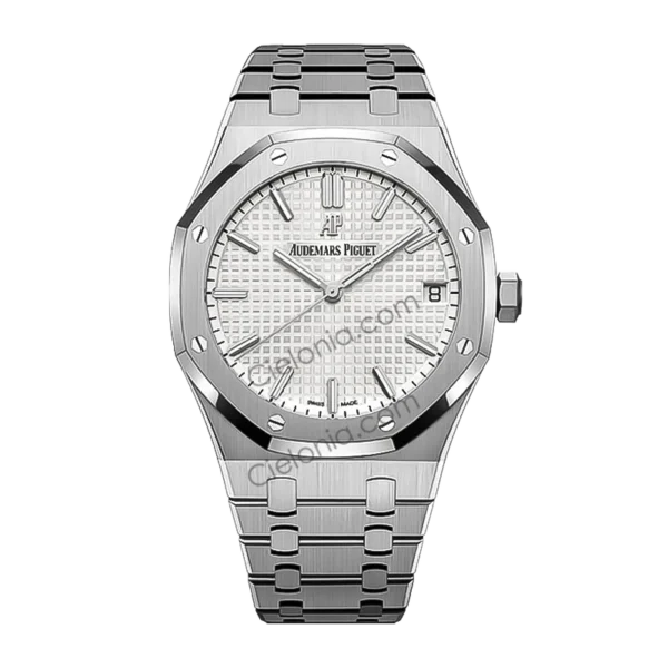 Audemars Piguet Royal Oak Automatic Men's Watch, Silver Tapisserie Dial, Stainless Steel Case & Bracelet, Swiss Made Luxury Wristwatch