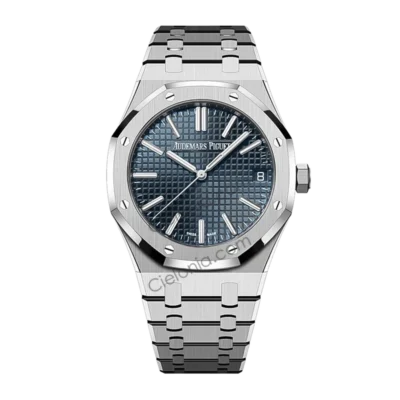 Audemars Piguet Royal Oak Automatic Men's Watch, Blue Tapisserie Dial, Stainless Steel Case & Bracelet, Swiss Made Luxury Wristwatch