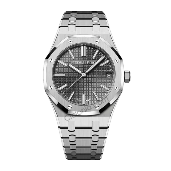 Audemars Piguet Royal Oak Automatic Men's Watch, Grey Tapisserie Dial, Stainless Steel Case & Bracelet, Swiss Made Luxury Wristwatch