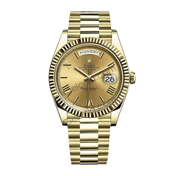 Rolex Day-Date 40mm 228238 Yellow Gold watch Gold Roman Dial on President Bracelet A3255