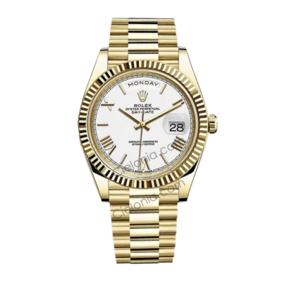 228238 0042 Rolex Day-Date 40mm 228238 Yellow Gold watch White Roman Dial on President Bracelet A3255