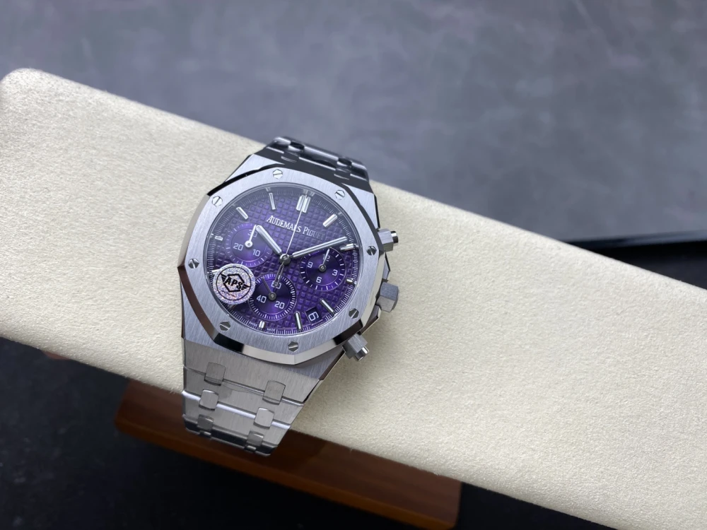 AP Royal Oak Chrono 26240 SS 1:1 Best Edition Purple Dial on SS Bracelet SA4401 Super Clone Automatic Watch 6 AP Royal Oak 26240 in Purple dial Full Watch Stainless Steel Bracelet Luxury Sports Watch