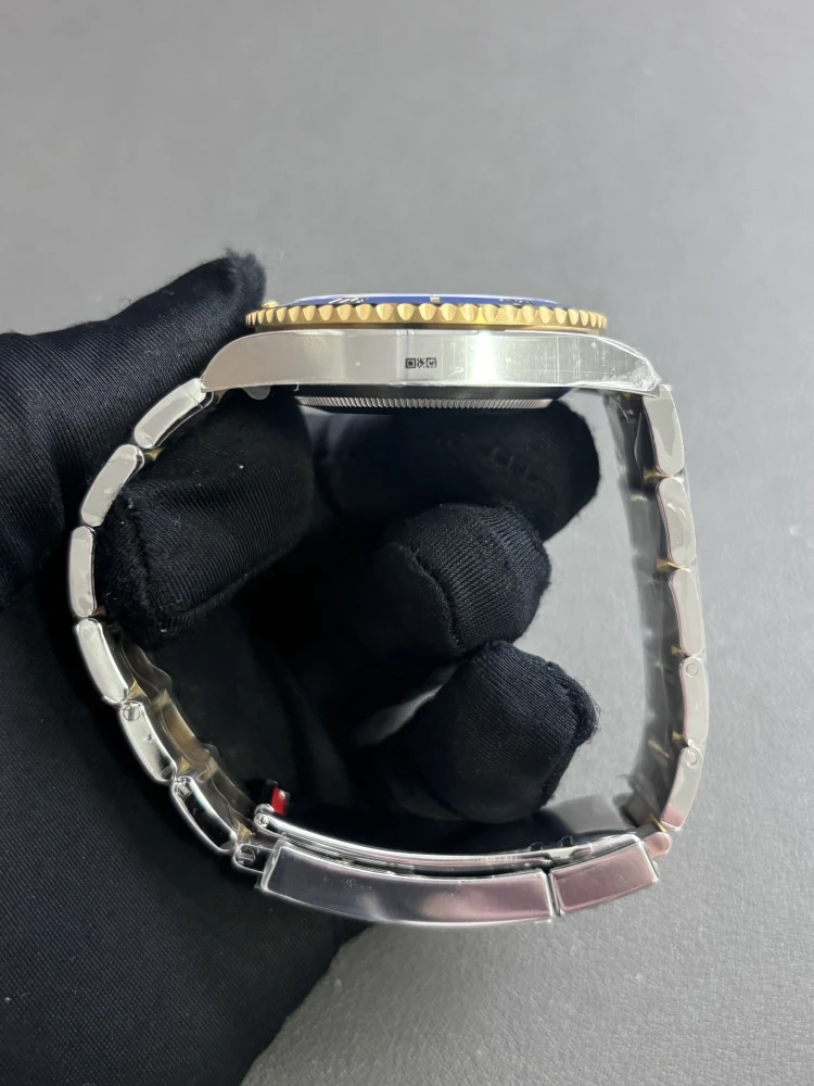 Side view of  Rolex Two-Tone Blue Submariner by ARF Factory V2 Weighted Edition at 180g, DD3235 Movement 