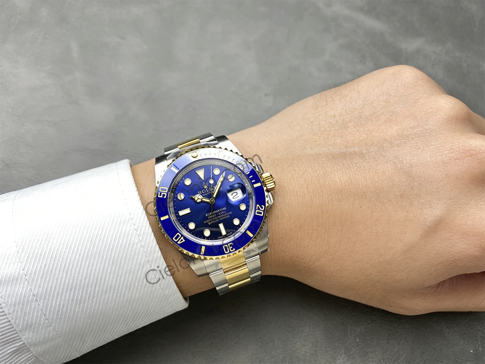 ARF 41mm Submariner replica,  blue ceramic bezel, Two-tone gold-plated  watch on the wrist