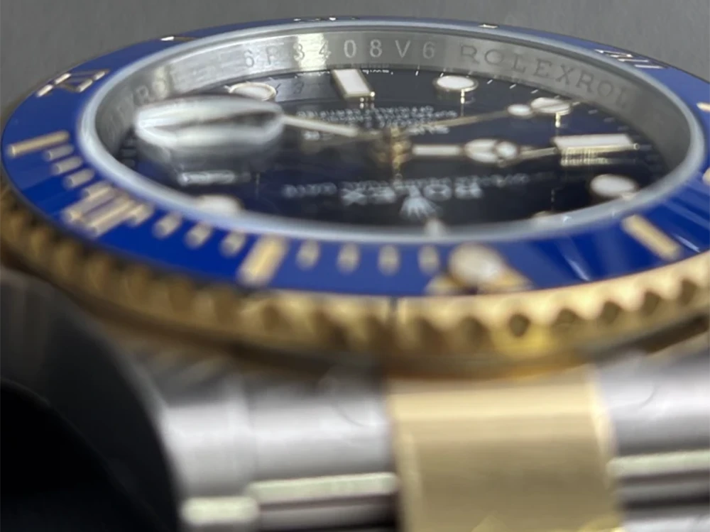 Bezel of  Rolex Two-Tone Blue Submariner by ARF Factory V2 Weighted Edition at 180g, DD3235 Movement 