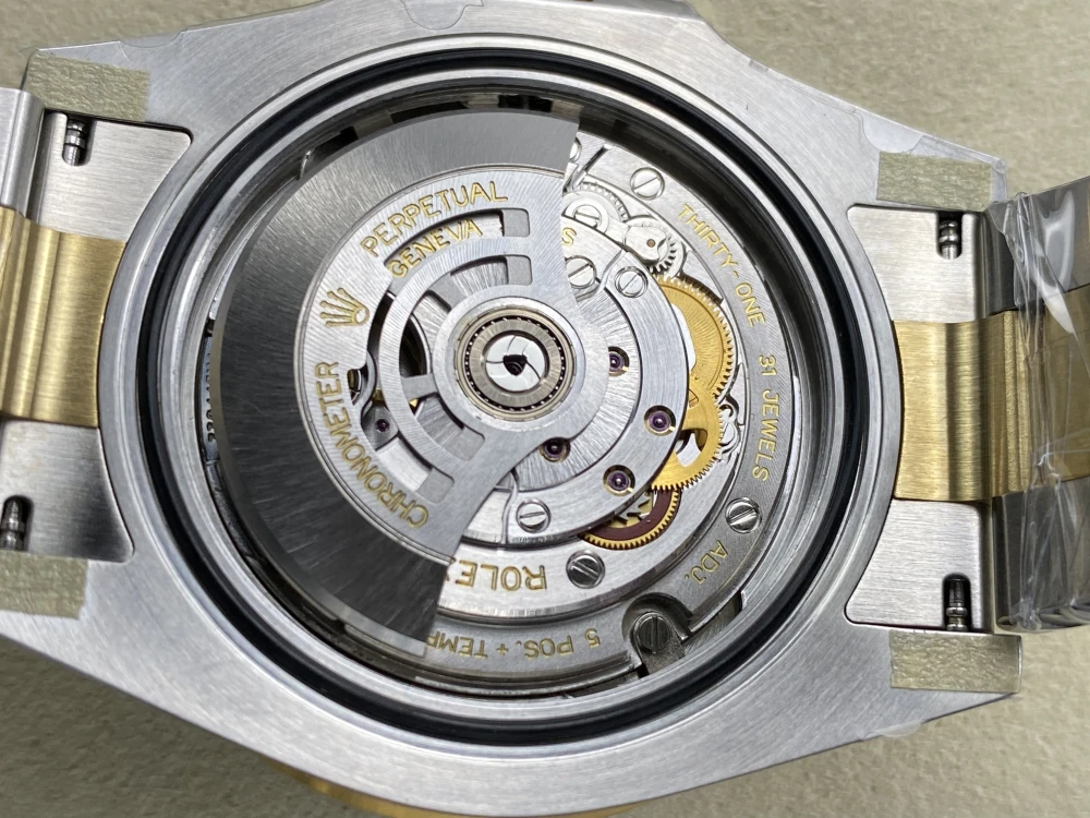 Open Back Cover of  Rolex Two-Tone Blue Submariner by ARF Factory V2 Weighted Edition at 180g, DD3235 Movement 