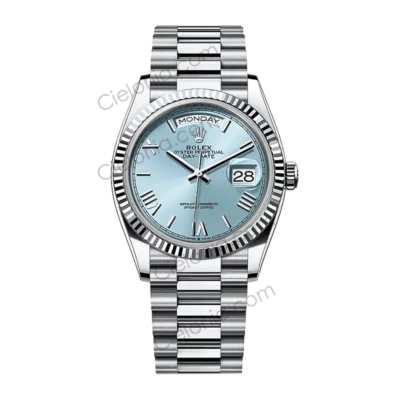 M228236 0014 Rolex Oyster Perpetual Day-Date 40 White Gold Ice Blue Dial Roman Numerals President Bracelet Watch
