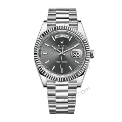 M228236 0013 Rolex Day-Date 40mm Platinum Grey Baguette Diamond Dial ARF Replica Watch Main Image