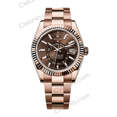 M336935 0002 Rolex Sky‑Dweller Rose gold plated 904L stainless steel case with Chocolate dial and Oyster Bracelet