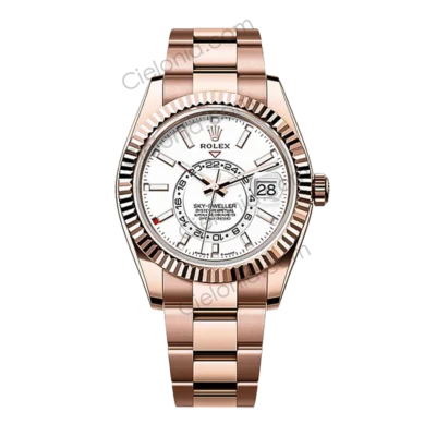 M336935 0003 Rolex Sky‑Dweller Rose gold plated 904L stainless steel case with White dial and Oyster Bracelet