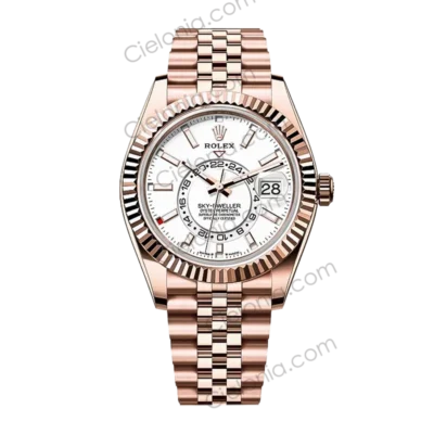 M336935 0007 Rolex Sky‑Dweller Rose gold plated 904L stainless steel case with White dial and Jubilee Bracelet