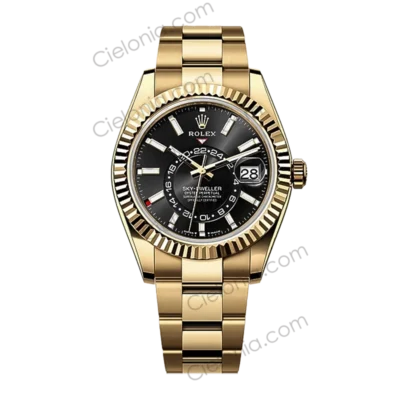 M336938 0002 Rolex Sky‑Dweller gold plated 904L stainless steel case with Black dial and Oyster Bracelet