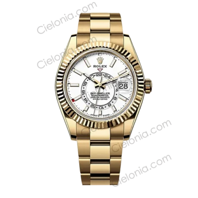 M336938 0003 Rolex Sky‑Dweller gold plated 904L stainless steel case with White dial and Oyster Bracelet