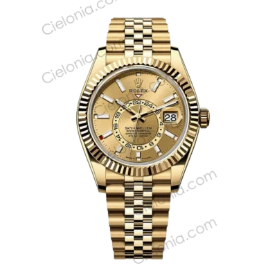 M336938 0004 Rolex Sky‑Dweller gold plated 904L stainless steel case with Gold dial and Jubilee Bracelet