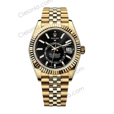 M336938 0005 Rolex Sky‑Dweller gold plated 904L stainless steel case with Black dial and Jubilee Bracelet