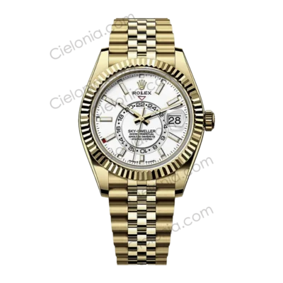 M336938 0006 Rolex Sky‑Dweller gold plated 904L stainless steel case with White dial and Jubilee Bracelet