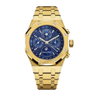 Audemars Piguet Royal Oak Perpetual Calendar 41mm Blue Dial 18K Gold Plated Stainless Steel Automatic Watch