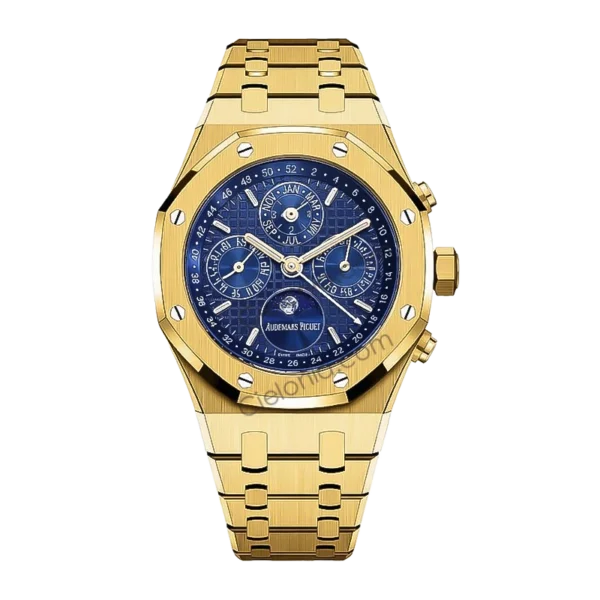 Audemars Piguet Royal Oak Perpetual Calendar 41mm Blue Dial 18K Gold Plated Stainless Steel Automatic Watch