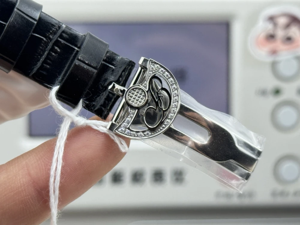 Reine de Naples 8918BB White Pearl Dial And Diamonds Bezel on Black Leather Strap GRF 1:1 Best Edition 8 Diamond Deployant Clasp for Breguet Reine de Naples 8918BB Watch