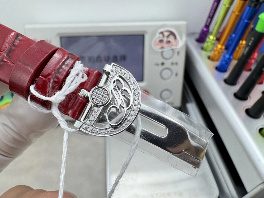 Reine de Naples 8918BB White Dial And Diamonds Bezel on Red Leather Strap GRF 1:1 Best Edition 8 Breguet Reine de Naples 8918BB Watch Deployant Clasp