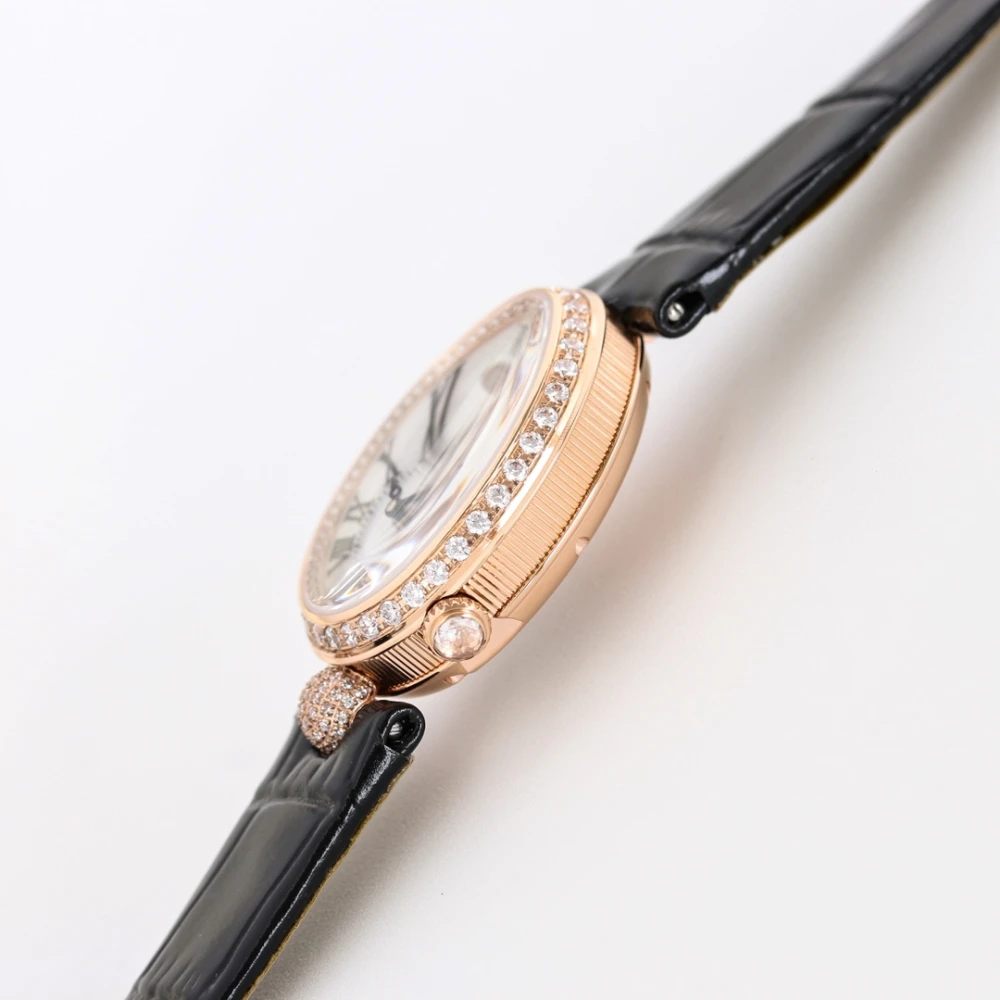 Reine de Naples 8928BR White Dial And Diamonds Bezel on Black Leather Strap GRF 1:1 Best Edition 5 Side of Breguet Reine de Naples 8928BR Rose Gold Watch with Diamond Bezel